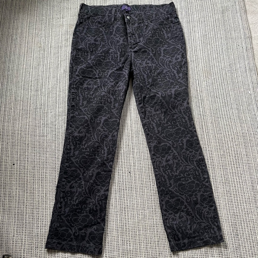 NYDJ Charcoal Straight Leg Floral Pants